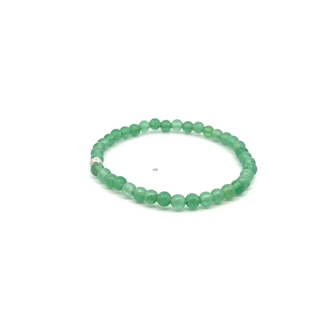 Natural Aventurine Gemstones Mini 4mm 18K White Gold Charm Round Bead - Picture 3 of 5